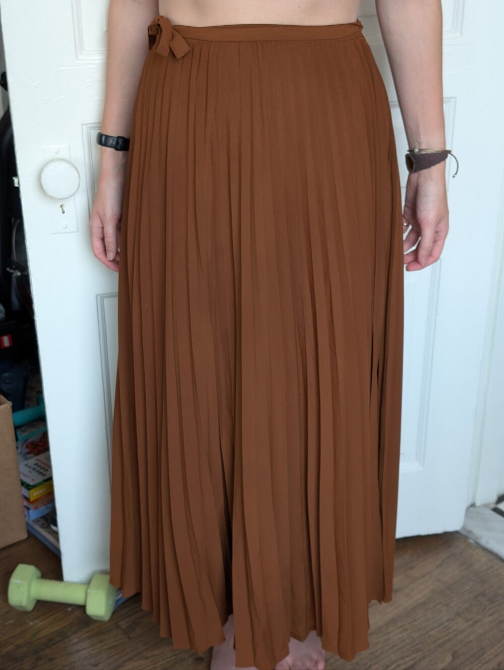 Sézane Rust Brown Pleated Maxi Skirt Set
